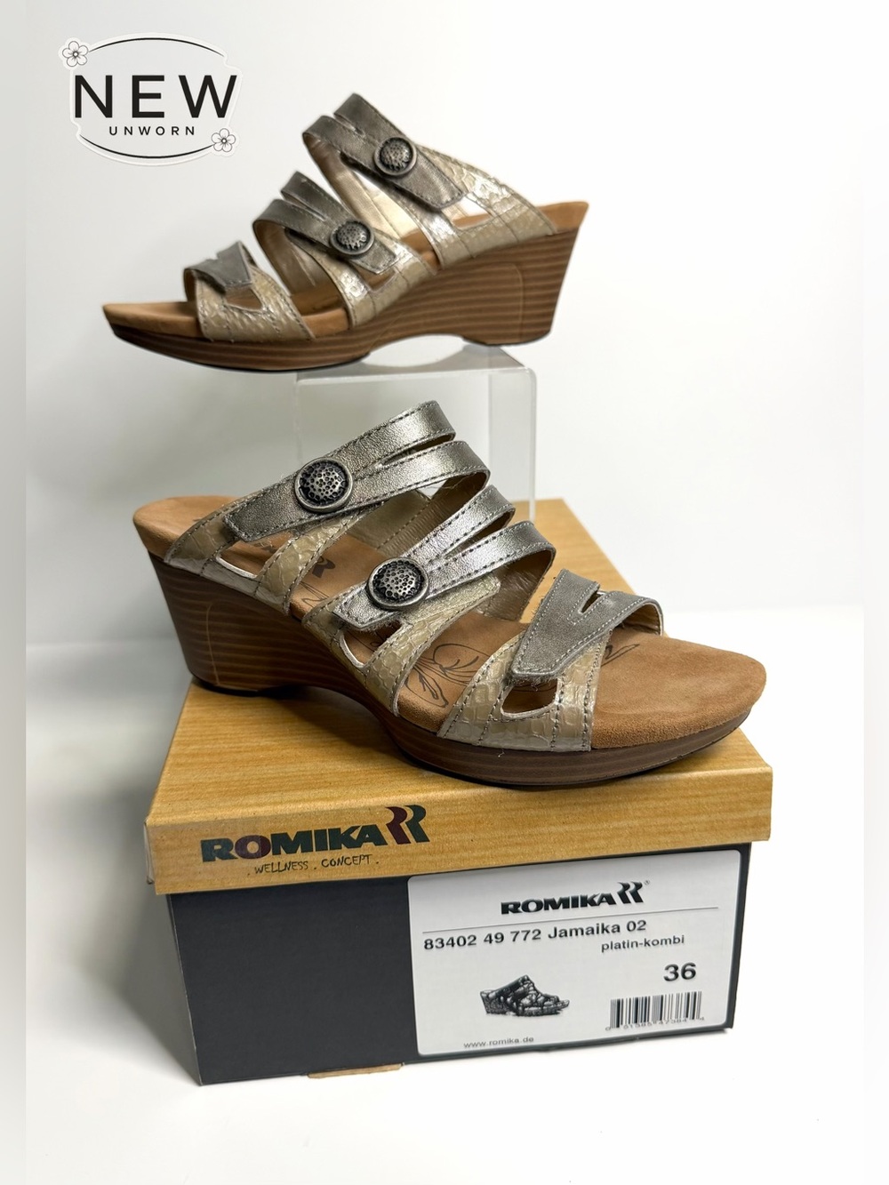 NEW Romika Jamaika Platin-Kombi Size 36 in Original Box